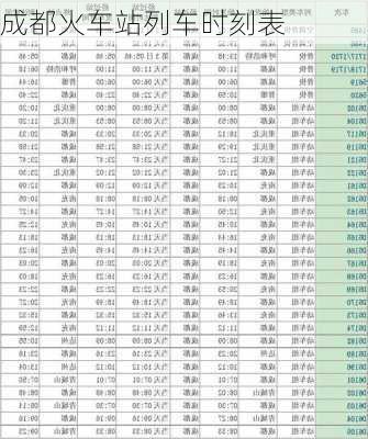 成都火车站列车时刻表