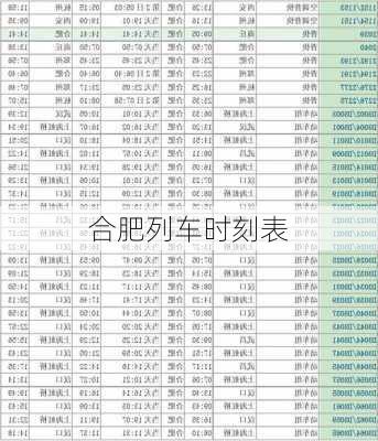 合肥列车时刻表