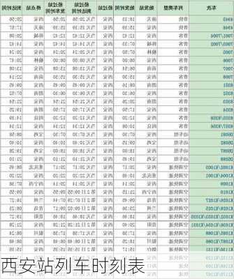 西安站列车时刻表