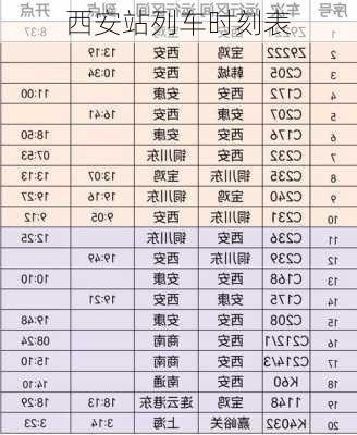 西安站列车时刻表