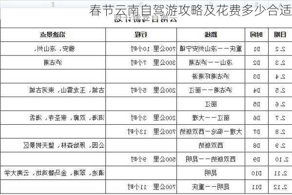 春节云南自驾游攻略及花费多少合适