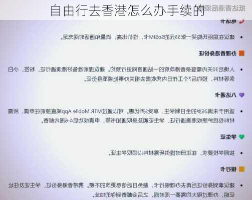 自由行去香港怎么办手续的