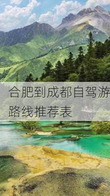 合肥到成都自驾游路线推荐表