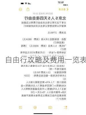 自由行攻略及费用一览表